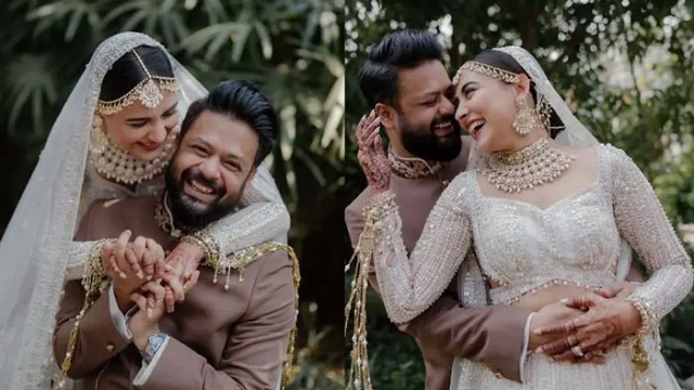 বিয়ের আসরে সাদা লেহেঙ্গায় মেহজাবীন
