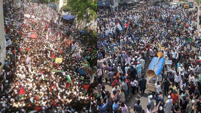 গাজায় বর্বর গণহত্যার প্রতিবাদে ফুঁসে উঠেছে বাংলাদেশ