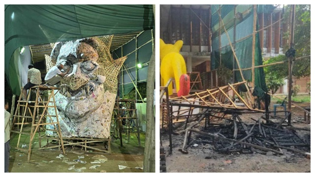 শাহবাগে বাসে আগুন