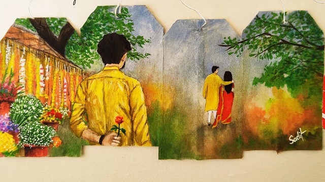 ছোট্ট টি-ব্যাগই তার আঁকার ক্যানভাস