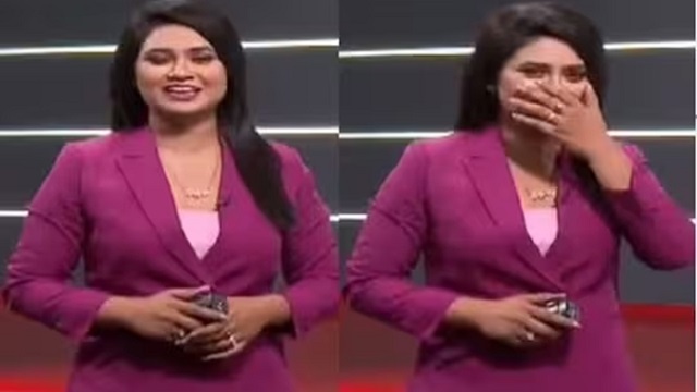 বন্যায় মানুষ মরার খবর পড়তে গিয়ে হাসছেন সঞ্চালিকা
