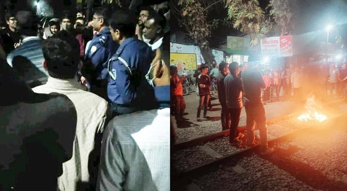 ময়মনসিংহে রেলপথ অবরোধ, ট্রেন চলাচল বন্ধ