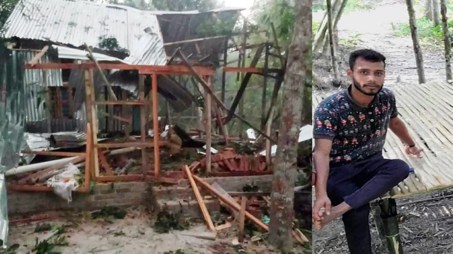 শরীয়তপুরের বোমা বিস্ফোরণে বসতঘর উড়ে গেল, নিহত ১