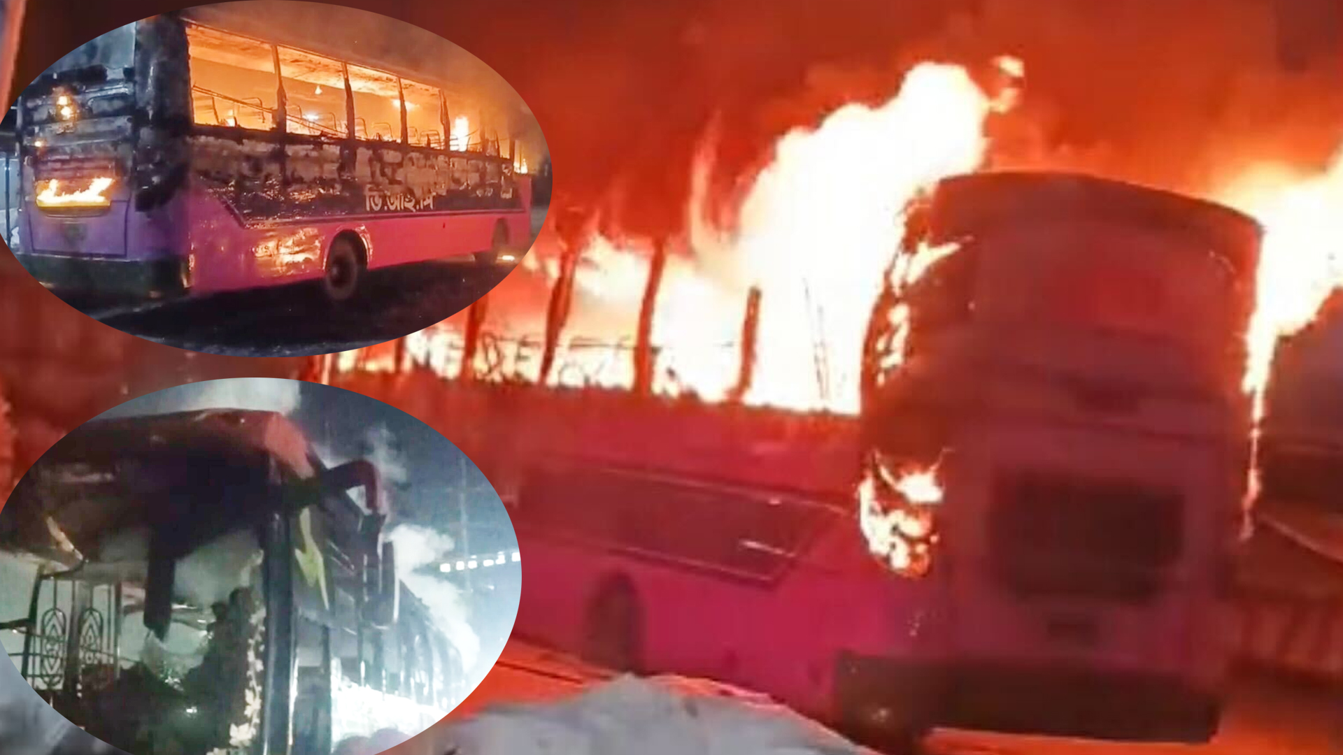 গাজীপুরে এক রাতে তিন স্থানে বাসে আগুন, পুলিশের তদন্ত চলছে