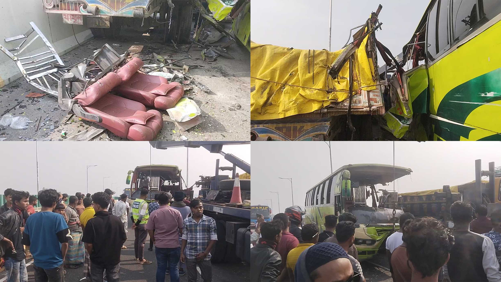 ঢাকা-ভাঙ্গা এক্সপ্রেসওয়েতে ট্রাক-বাস সংঘর্ষে ৩ জনের মৃত্যু