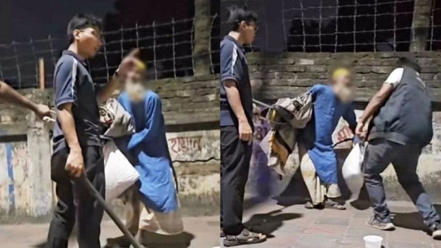ঢাবির উচ্ছেদ বিতর্ক: লাঠি হাতে বৃদ্ধকে শাসিয়ে সর্বমিত্র চাকমা