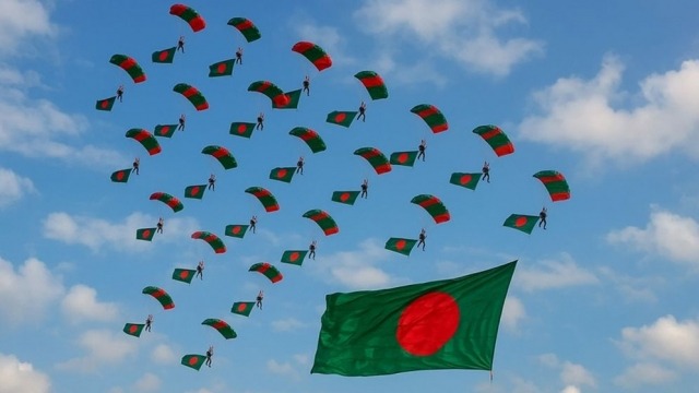 বিজয় দিবসে গিনেস রেকর্ড: পতাকা হাতে প্যারাস্যুটিং করে নাম লিখালো বাংলাদেশ