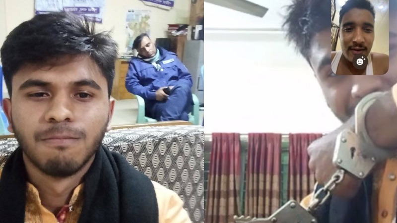 থানা হেফাজতে ঘুমন্ত পুলিশের সঙ্গে  ছাত্রলীগ নেতার সেলফি,ঘটনায় তোলপাড়