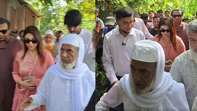 ওমরা শেষে গরু বিক্রেতার বাড়িতে অপু বিশ্বাসের আগমন