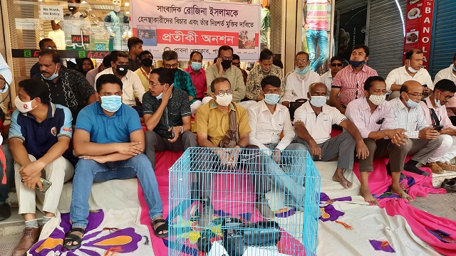 পাবনায় সাংবাদিকদের প্রতীকী অনশন পালন