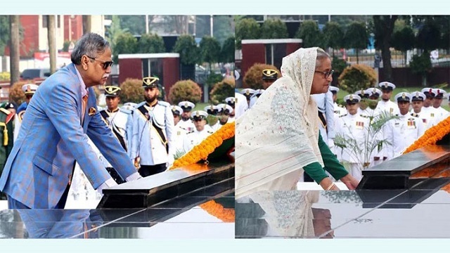 শিখা অনির্বাণে রাষ্ট্রপতি ও প্রধানমন্ত্রীর শ্রদ্ধা