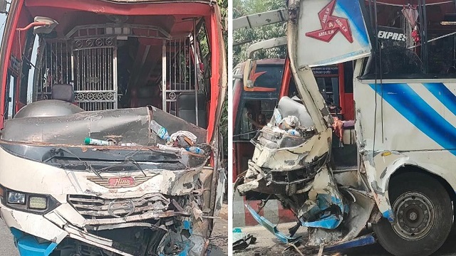 ঢাকা-আরিচা মহাসড়কে দুই বাসের মুখোমুখি সংঘর্ষ, আহত ৬