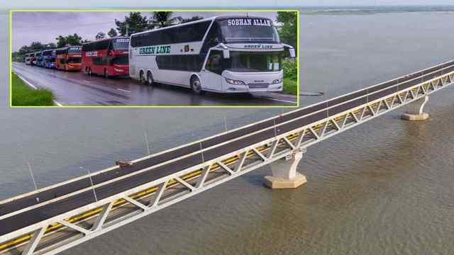 পদ্মা সেতুতে প্রথম পার হলো গ্রিন লাইনের ১০টি বাস