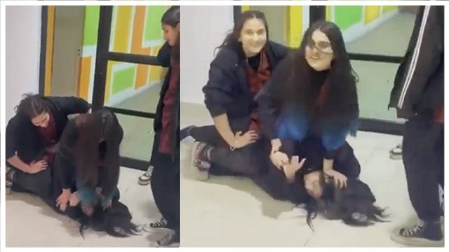 সহপাঠীকে মেঝেতে ফেলে তিন ছাত্রীর শারীরিক নির্যাতন
