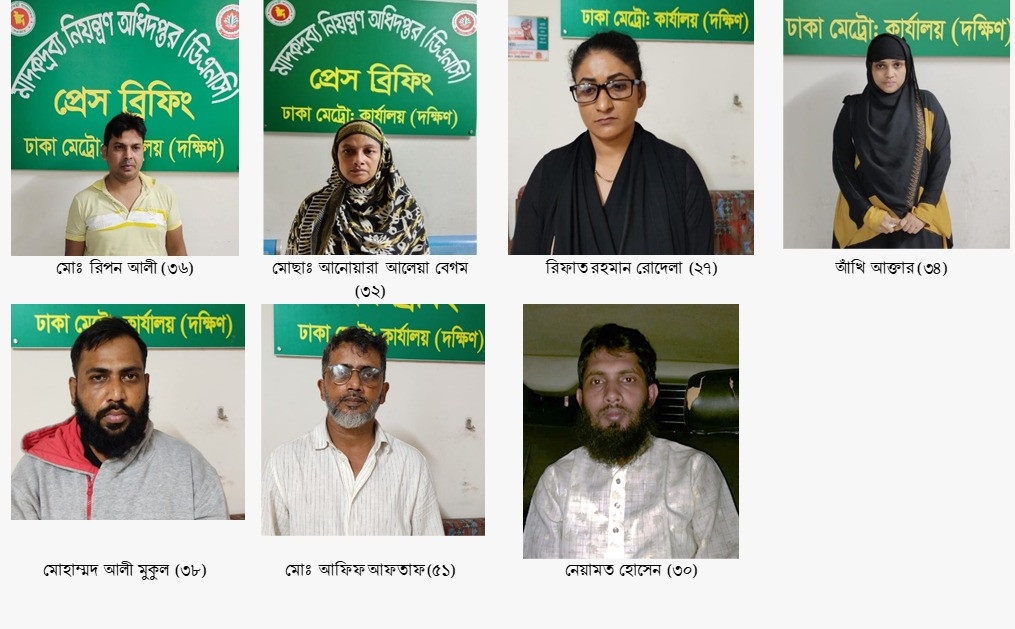 রাজধানীতে মাদকের হোম ডেলিভারি চক্রের ৩ নারীসহ ৭ সদস্য গ্রেফতার