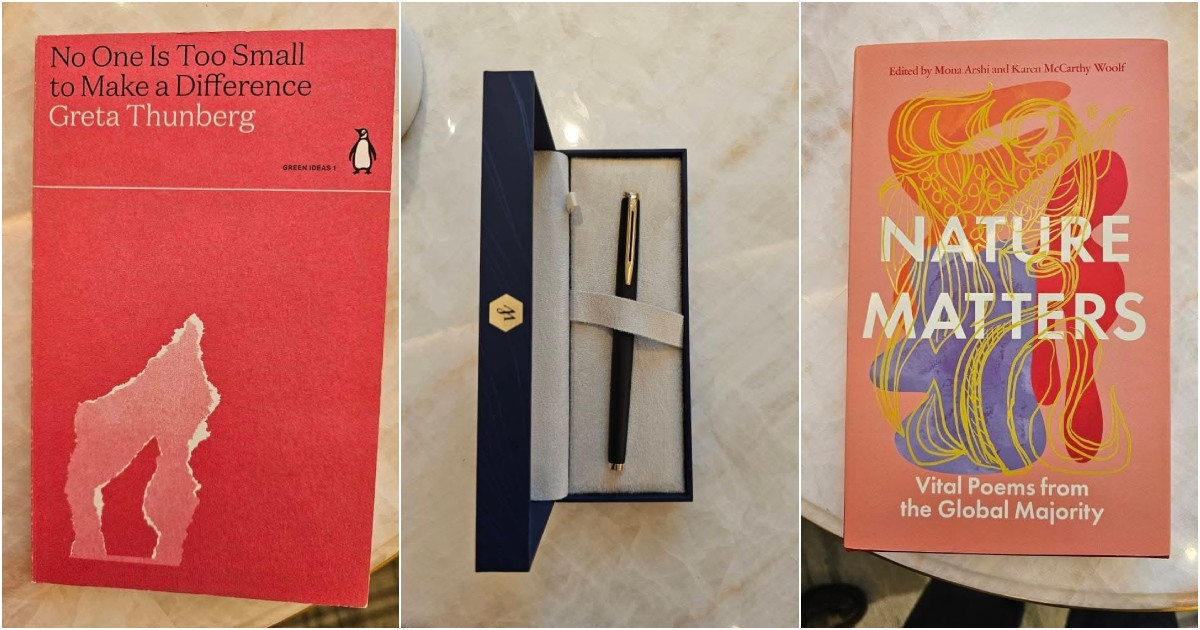 Tarique gifts pen, Greta Thunberg book to CA Yunus