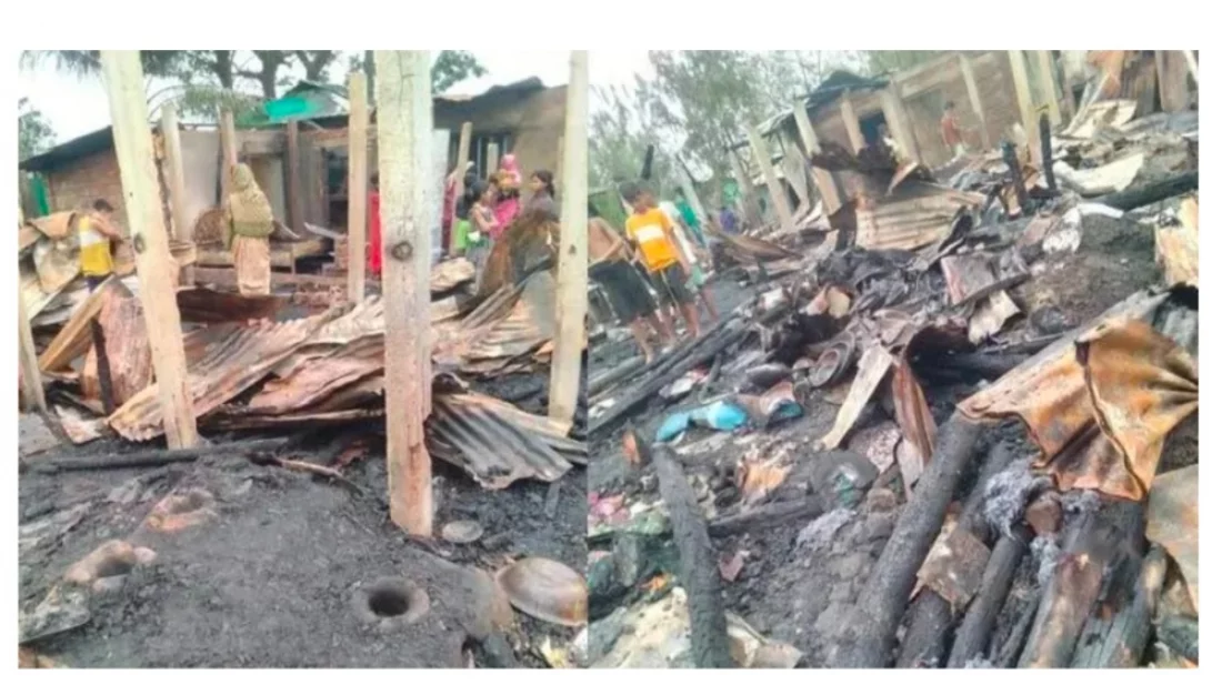 18 houses burned down in a fire in Teknaf