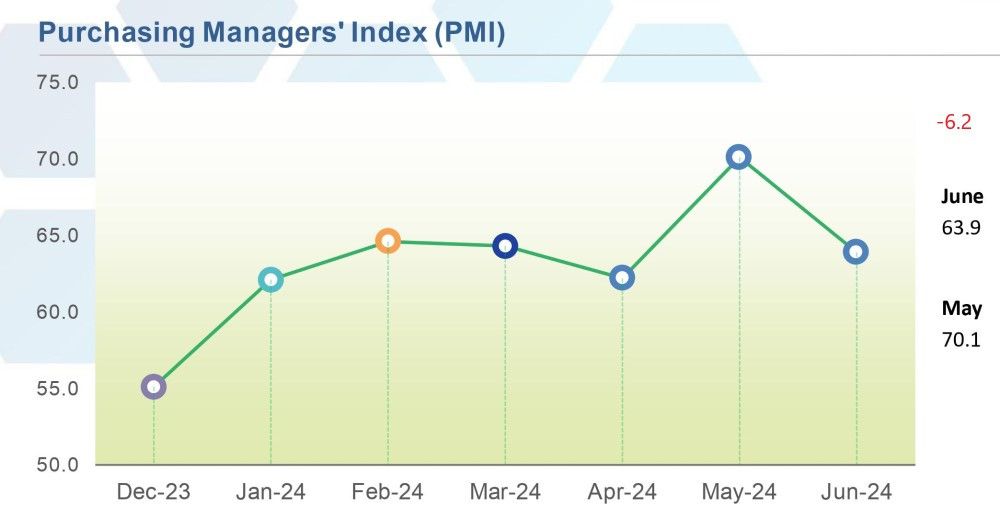 Business growth slows in June: PMI